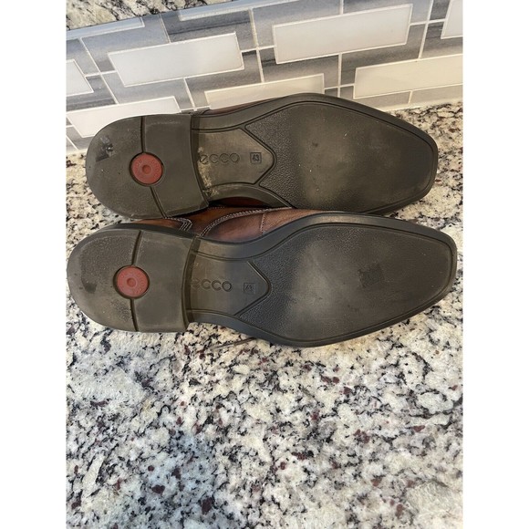 Ecco Cario Men’s Brown Leather Apron Toe Dress Shoes Size 43 (US 10) Extra Width - Picture 9 of 10